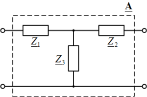Пример схемы для составления матрицы прямой передачи многополюсника